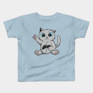 Cute British Gaming Cat Gift For Gamers Kids T-Shirt